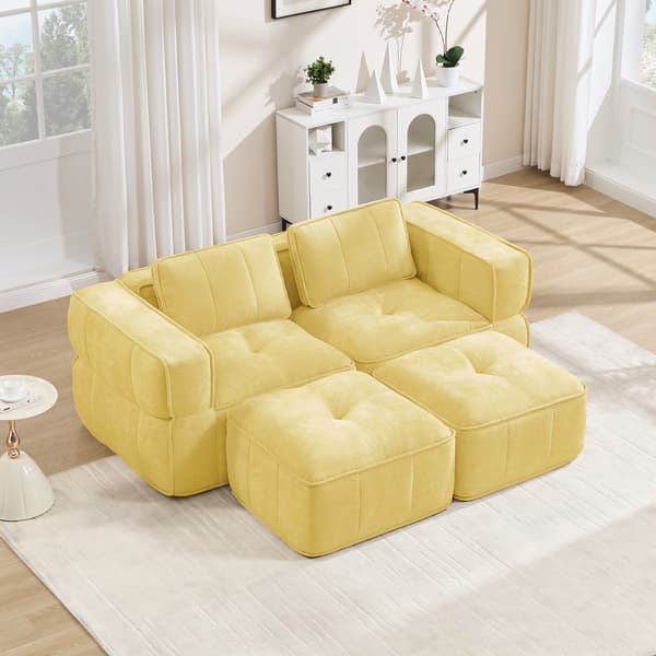 SONNENH 2-sitssoffa – set med 2, Polyester, Gul, 198 × 162 × 67 cm