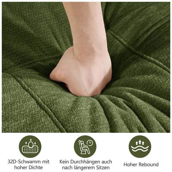 SONNENH U-formet sofa, Chenille, Grøn, 334 × 160 × 68 cm
