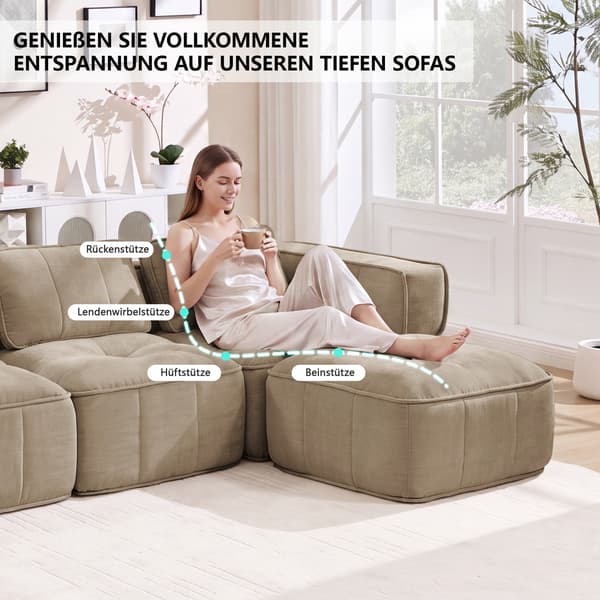 SONNENH 2-sitssoffa – set med 2, Polyester, Sandfärgad, 198 × 162 × 67 cm