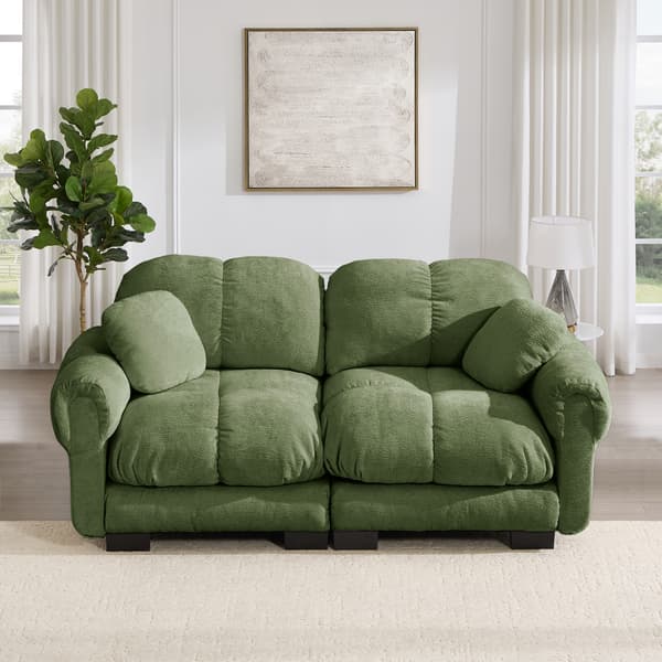 SONNENH 2-Sæder Chenille Sofa, Fine quiltet Design, Elegant stil, Modular Sofa, Tyk Sæde Cushions, Soft & Supportive, Ergonomisk Shaped Backrest