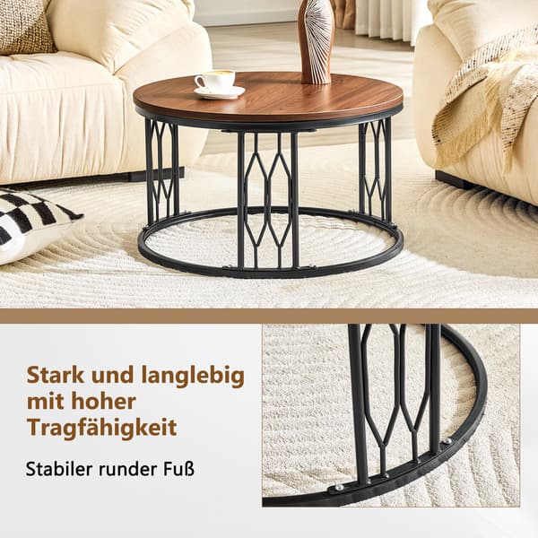 SONNENH Soffbord, MDF / Metall, Valnöt, 70 × 70 × 40,5 cm