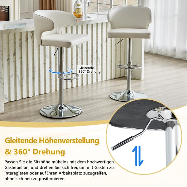 SONNENH Barstol – set med 2, PU, Vit, 49,7 × 45 × 110 cm