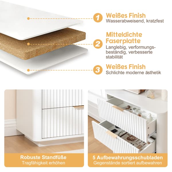 SONNENH Kommode, MDF, Hvid, 70 × 40 × 108 cm