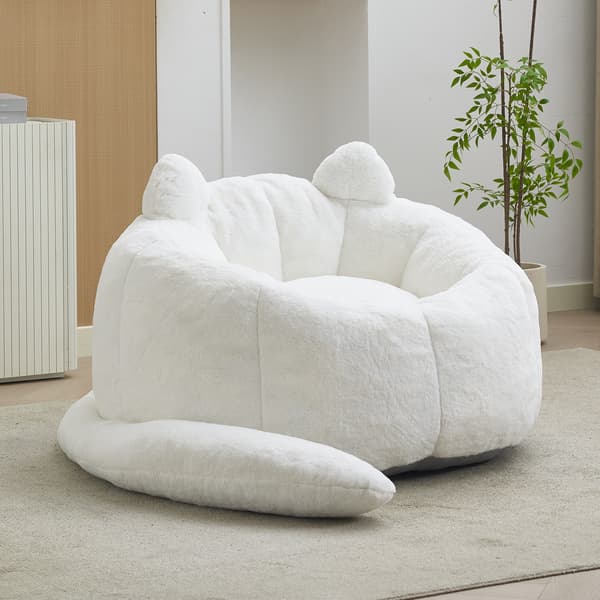 SONNENH Sittsäck, Plysch, Vit, 112 × 112 × 77 cm