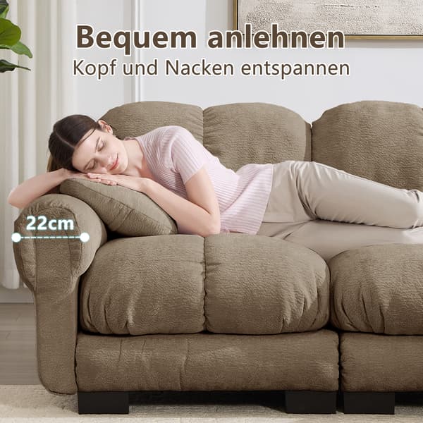 SONNENH 2-sitsig Chenille Sofa, L-formad Modular Corner Sofa, Fine Quilted Design, Elegant Style, Thick Seat Cushions, Soft & Supportive