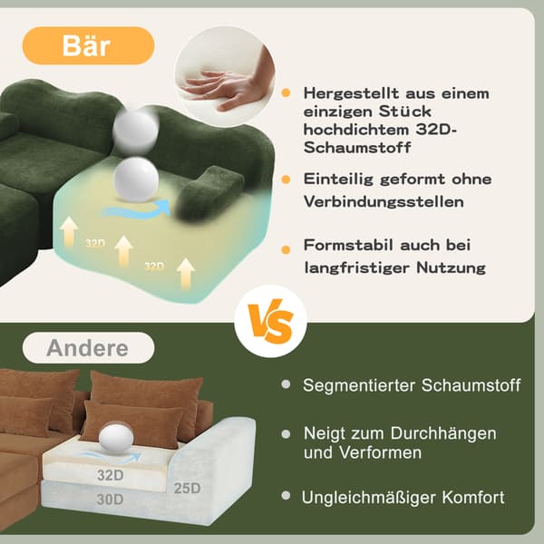 SONNENH Ottoman Fløjl-Grøn