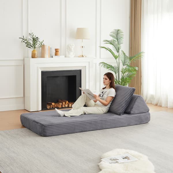 SONNENH Sofa, Fløjl, Grå, 211,5 × 106,5 × 48 cm