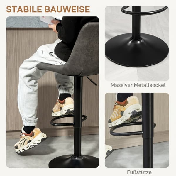 SONNENH Barstol – set med 2, Metall, Mörkgrå, 46,5 × 43 × 110 cm