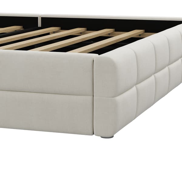 SONNENH 180x200 Upholstered Platform Bed, Beige