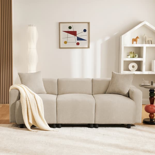 SONNENH Vanlig soffa, modern design, stoppade möbler, soffa, 3-sits soffa, vardagsrumsoffa, soffa med kuddar