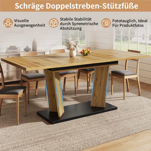 SONNENH Spisebord, MDF, Eg, 160 × 80 × 76 cm