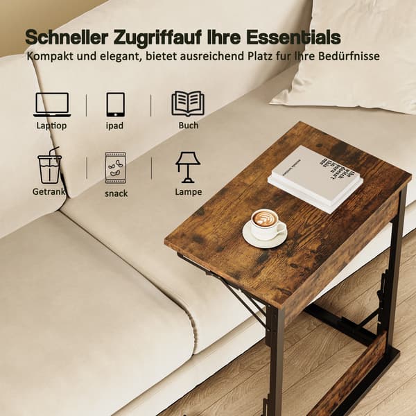 SONNENH Sidebord – sæt med 2, Jern / Spånplade, Rustik brun, 60 × 37 × 71 cm
