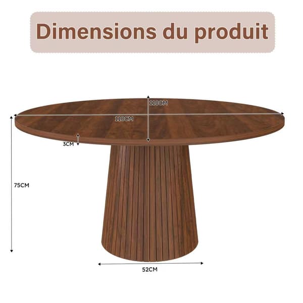 SONNENH Matbord, MDF, Valnöt, 110 × 110 × 75 cm
