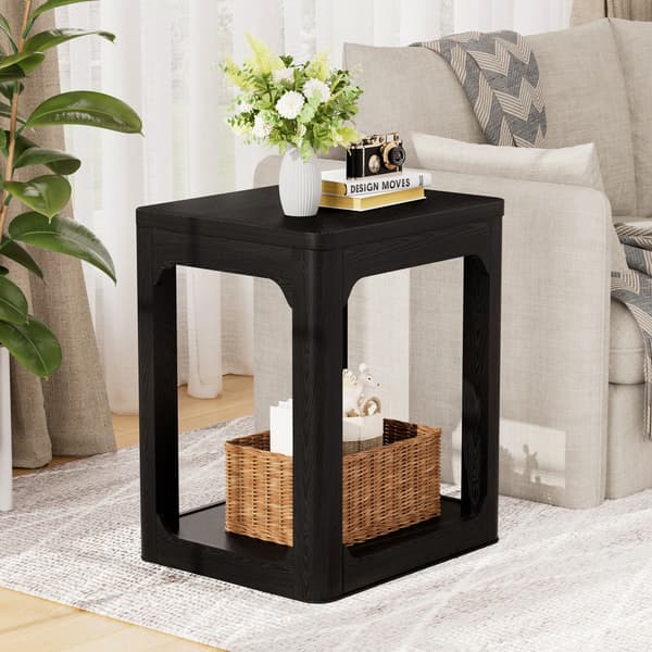 SONNENH Sidebord – sæt med 2, MDF, Sort, 50 × 40 × 60 cm