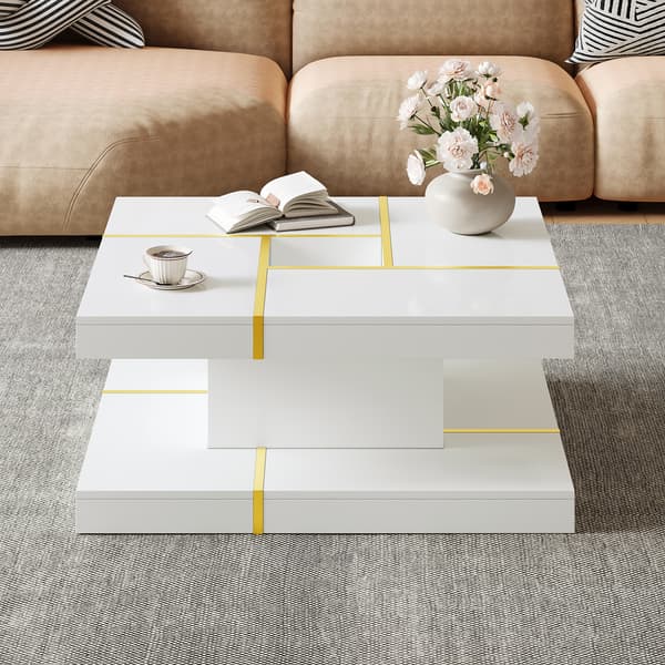 SONNENH Sofabord, Spånplade, Hvid, 80 × 80 × 38 cm