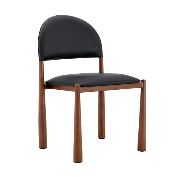 SONNENH Spisestuestol – sæt med 2, PU, Sort, 45 × 48 × 80 cm