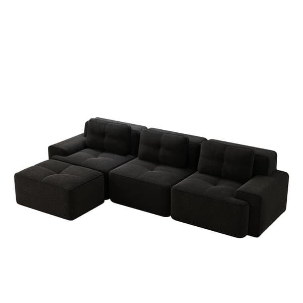 SONNENH Cloud Modular Sofa Boneless L Shaped Sofa, Modular Sofa med Ottoman, Modular Cloud Sofa, 3 Seater Corduroy Cloud Sofa för vardagsrum