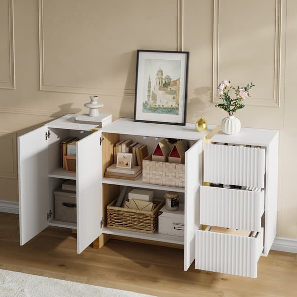 SONNENH Skænk, MDF / Spånplade, Hvid, 140 × 36 × 75 cm