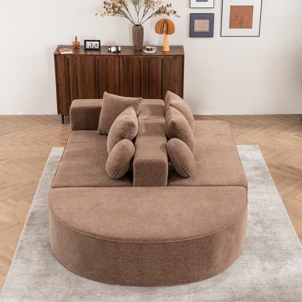 SONNENH Helt komprimerad benlös soffa, vardagsrum/sovrum med segmenterad molnsoffa, modern modulsoffa, ingen montering, bekvämt hudvänligt chenilletyg
