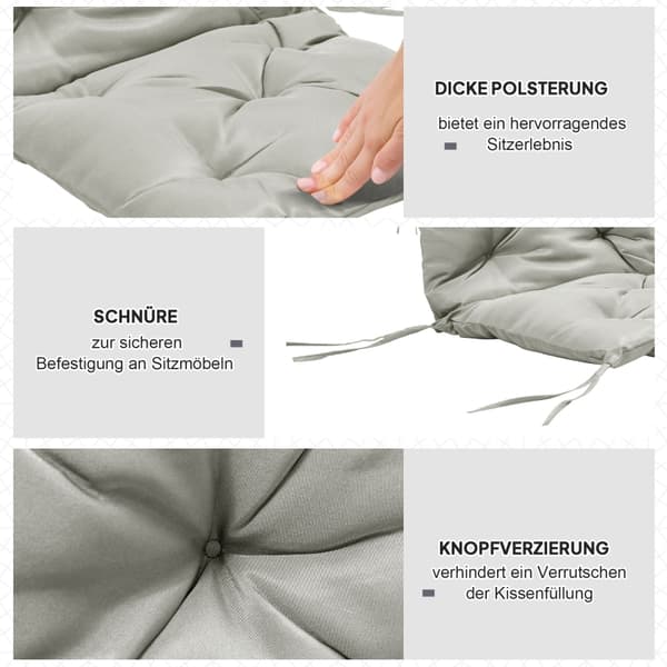 SONNENH Siddehynde – sæt med 2, Polyester, Lysegrå, 98 × 50 × 8 cm