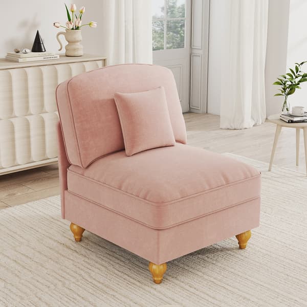 SONNENH Windsor-soffa utan armstöd Chenille med 1 kudde - Rosa