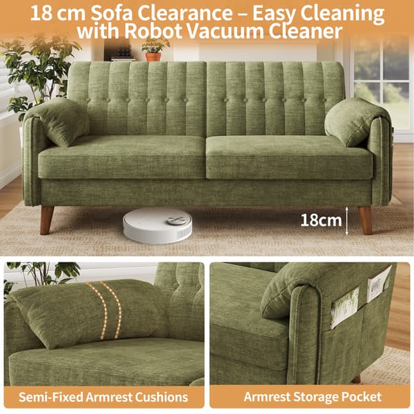 SONNENH 2-sitssoffa, Chenille, Grön, 161,5 × 79 × 83,5 cm
