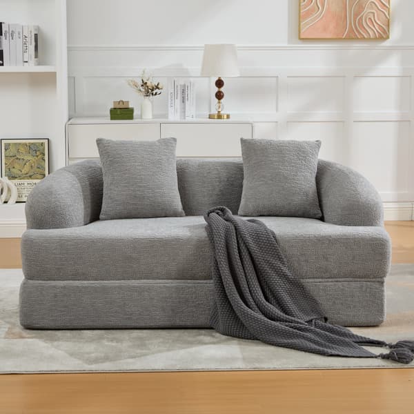 SONNENH Sovesofa, Chenille, Lysegrå, 157 × 84 × 65 cm
