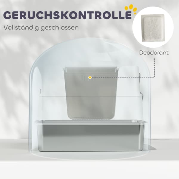SONNENH Kattebak, rustfrit stål, XL inderside, med ske, lysegrå