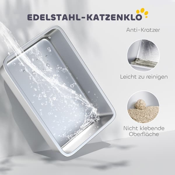 SONNENH Kattebak, rustfrit stål, XL inderside, med ske, lysegrå
