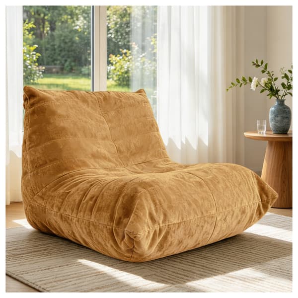 SONNENH Sittsäck, Chenille, Gul, 90 × 100 × 80 cm