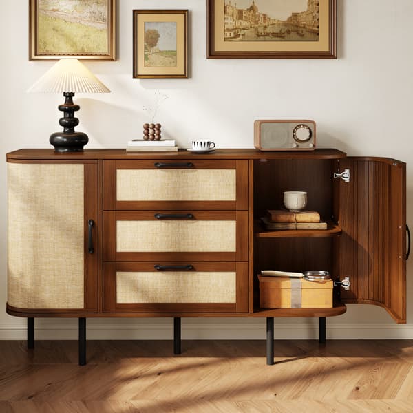 SONNENH Skænk, MDF, Valnød, 120 × 40 × 82 cm