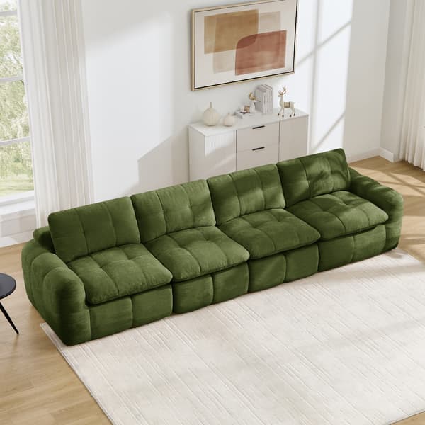 SONNENH Sofa, Chenille, Grøn, 334 × 97 × 68 cm