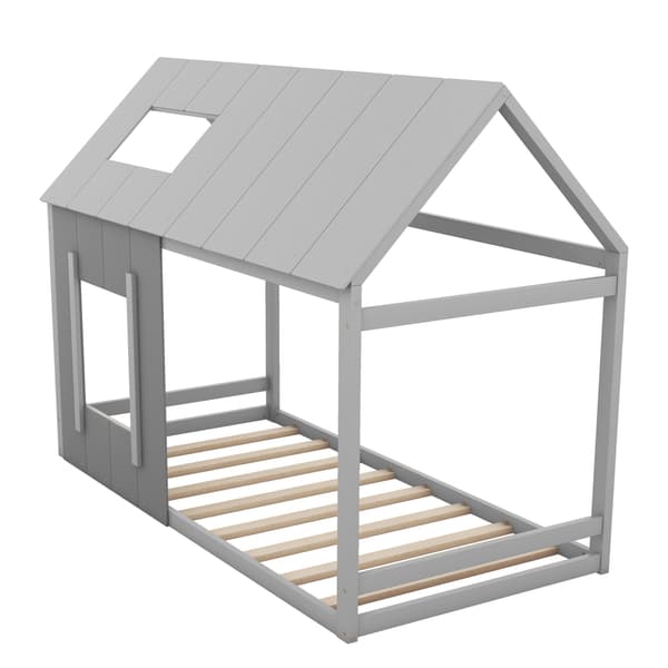 Barnsäng, 90 x 200 cm, grå, med lamellbotten