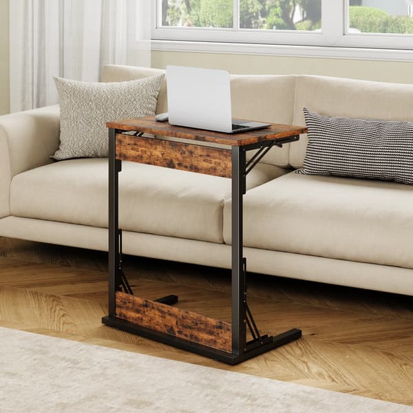 SONNENH Sidebord – sæt med 2, Jern / Spånplade, Rustik brun, 60 × 37 × 71 cm