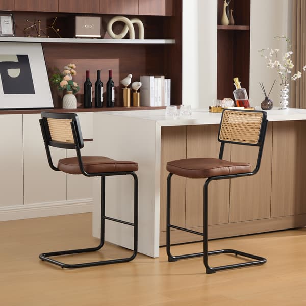SONNENH Barstol – set med 2, PU, Brun, 47 × 53,5 × 98 cm