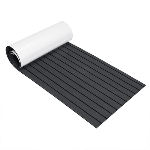 Selvklæbende EVA båddæksmåtte 240×90×0,6 cm, mørkegrå med sorte striber, 6 mm