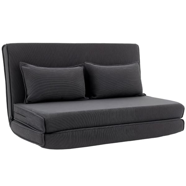 SONNENH Gulvstol med Ryglæn, Ledningsfoldbar Sofa som Gæsteseng, Justerbart Ryglæn, Bred Sæde, Mørkegrå
