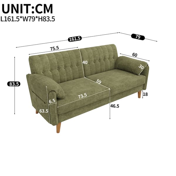 SONNENH 2-sitssoffa, Chenille, Grön, 161,5 × 79 × 83,5 cm