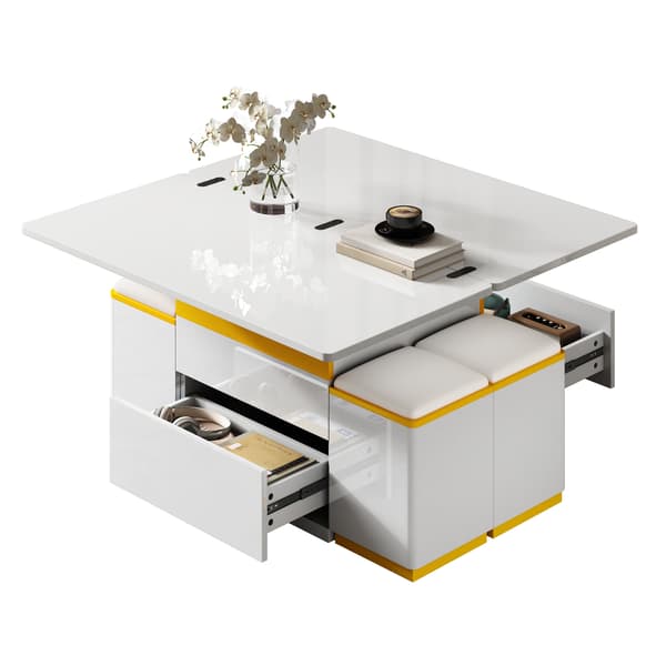 SONNENH Sofabord, MDF / Spånplade, Hvid, 100 × 50 × 43 cm