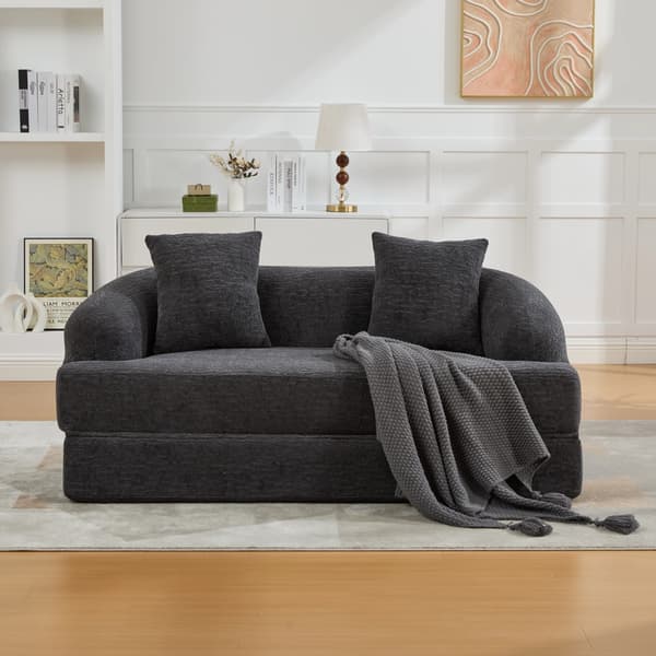 SONNENH Bäddsoffa, Chenille, Mörkgrå, 157 × 84 × 65 cm