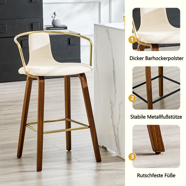 SONNENH Barstol – set med 2, Trä, Vit, 54,7 × 44 × 88 cm