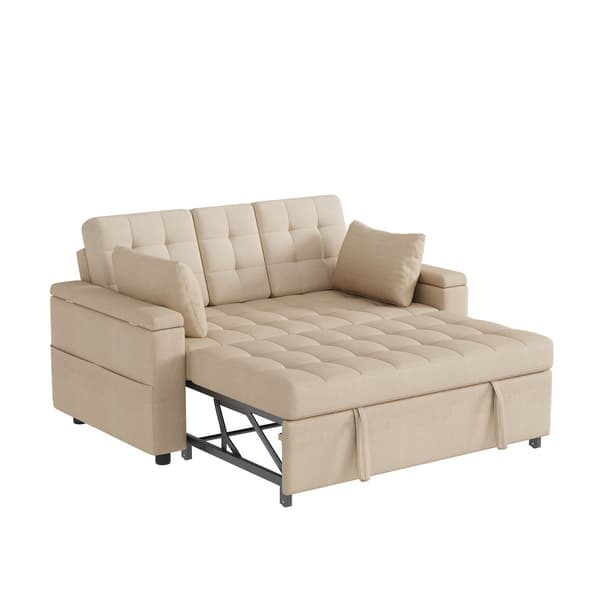 SONNENH Bäddsoffa, Linnelook, Beige, 159 × 142,5 × 92 cm