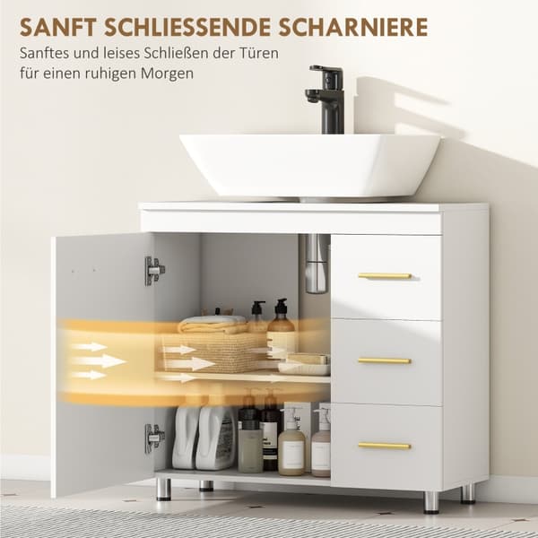 SONNENH Badeværelsesunderskab, 3-trins design, MDF, spånplade, hvid