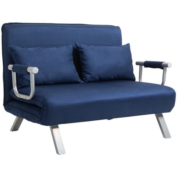 SONNENH Bäddsoffa, 2-sits soffa med sovfunktion och justerbart ryggstöd, soffa med prydnadskuddar i sammetlook
