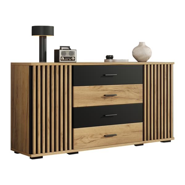SONNENH Skænk, MDF, Sort, 140 × 35 × 70 cm