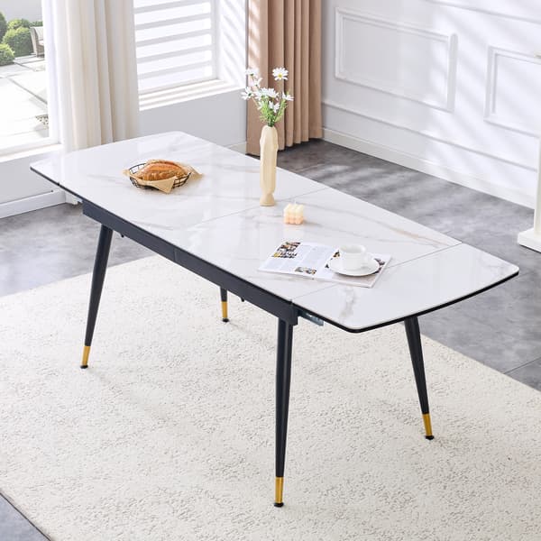 SONNENH Matbord, Sintrad sten, Vit, 200 × 80 × 76 cm