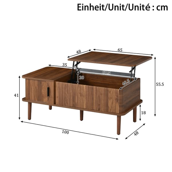 SONNENH Sofabord, MDF, Valnød, 100 × 48 × 55,5 cm