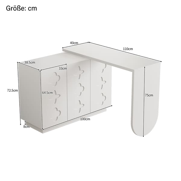 SONNENH Skrivbordsswivel L Shape Corner Computer Desk Office Table Dressing Table White 110cm