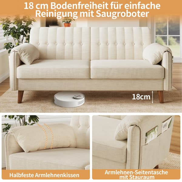 SONNENH 2-sitssoffa, Chenille, Beige, 161,5 × 79 × 83,5 cm