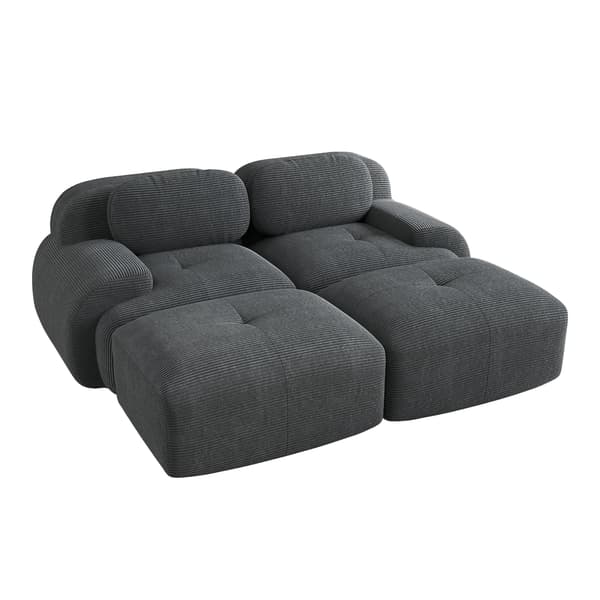 SONNENH 2-sæders fløjlssofa, framless sofa, modulær kombination med chaise longue, non-slip, ergonomiske armlæn og meget elastisk polstring til stue